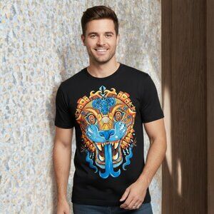 Ay Guey! Men Jaguar Dragon Graphic Shirt Unidos Por Mexico Tongue Snake Tee RARE